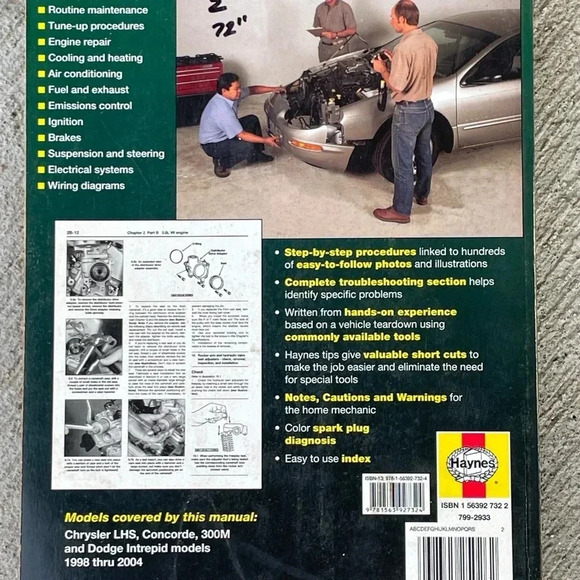 Haynes Repair Manual Chrysler LHS Concorde 300 Dodge Intrepid 1998-2004 - Picture 3 of 4